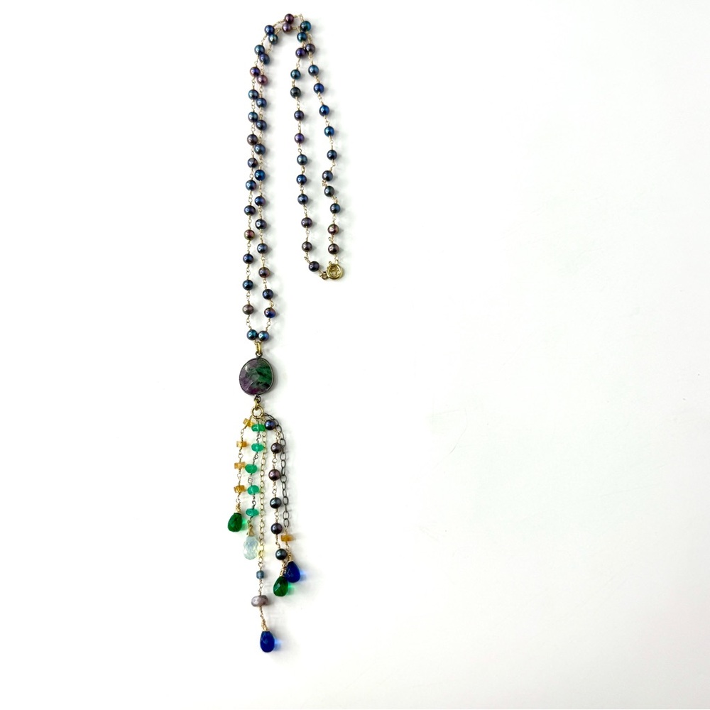 Mixed Gemstone Wire Wrapped Necklace, Sundance Inspired Jewelry